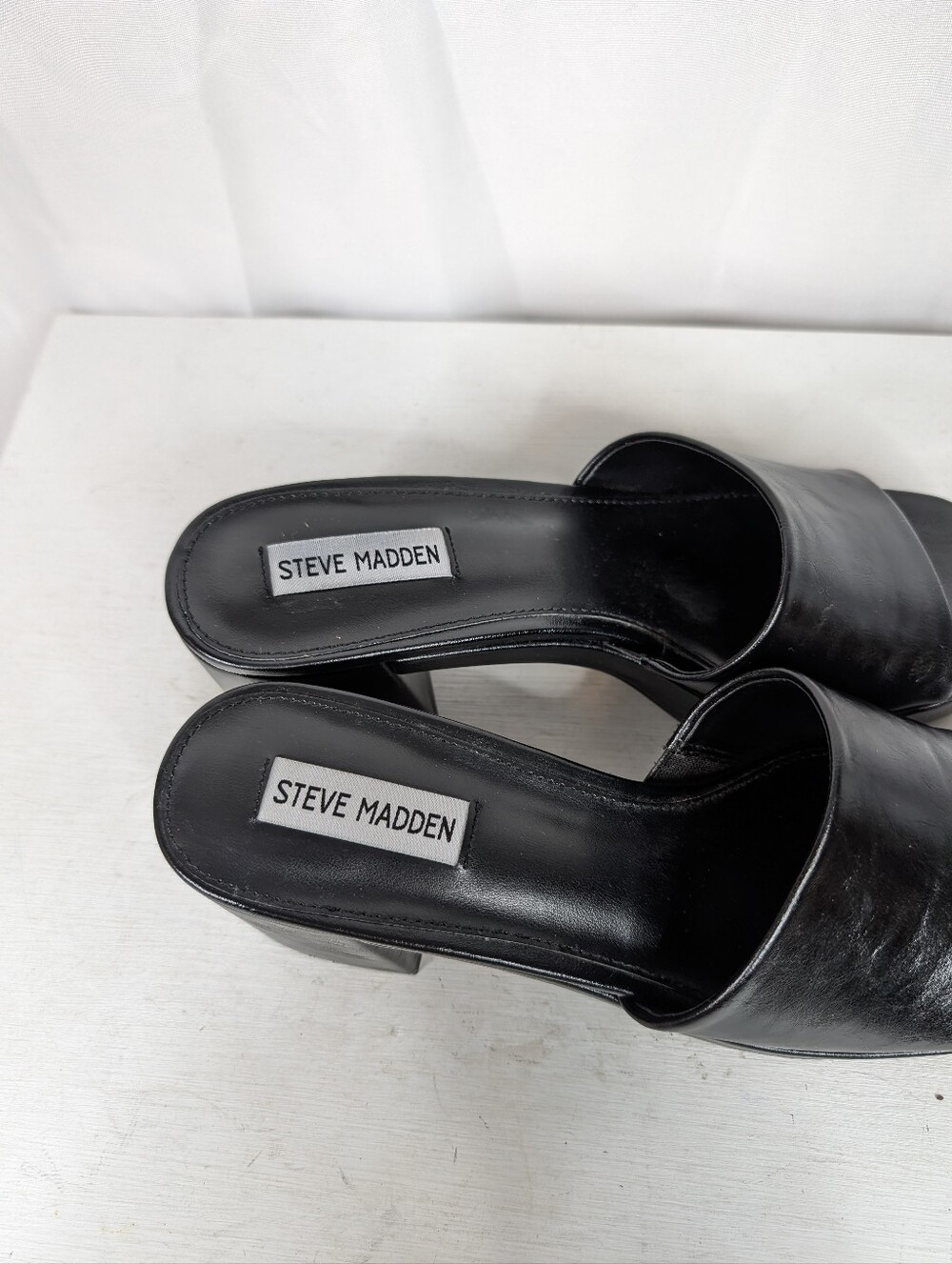 Steve Madden Islah Faux Leather Black Chunky Platform Sandals - Size 9.5 - Picture 6 of 9